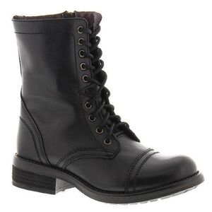 Steve Madden Black Leather Lace-Up Women's Boots
